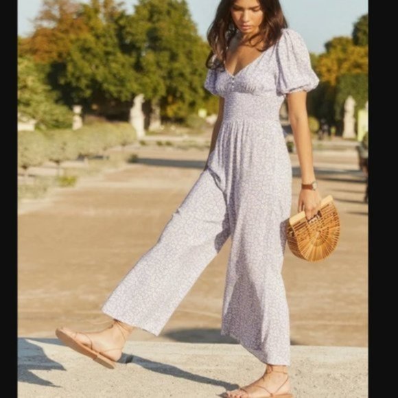 Dean Juliette Jumpsuit Lilac White Daisies - Picture 1 of 5